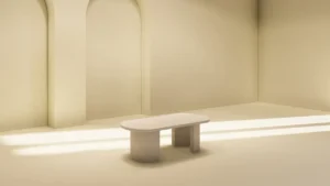 beton cire interieur - salontafel halve cirkel